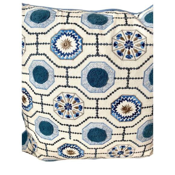 Celerie By Kemble Square Pillow Perigold Designer 20” Duck Feathers India Blue - Picture 2 of 9